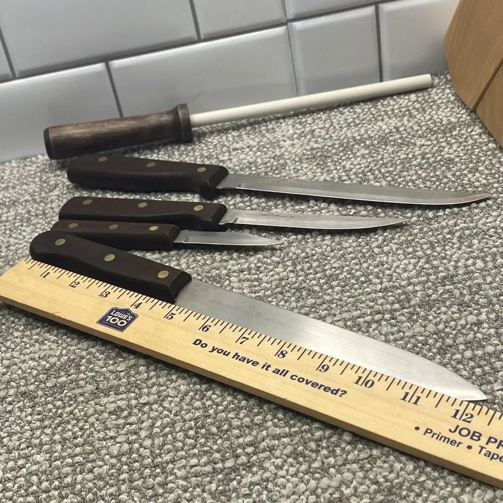 Old Homestead Knife Set 4 Knives Sharpener With Holding Block‎